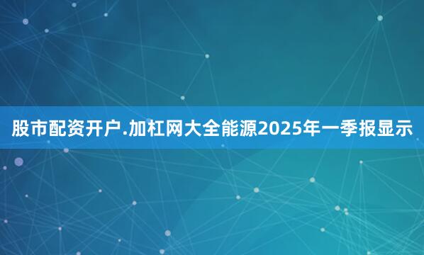 股市配资开户.加杠网大全能源2025年一季报显示
