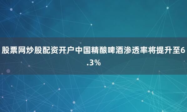 股票网炒股配资开户中国精酿啤酒渗透率将提升至6.3%